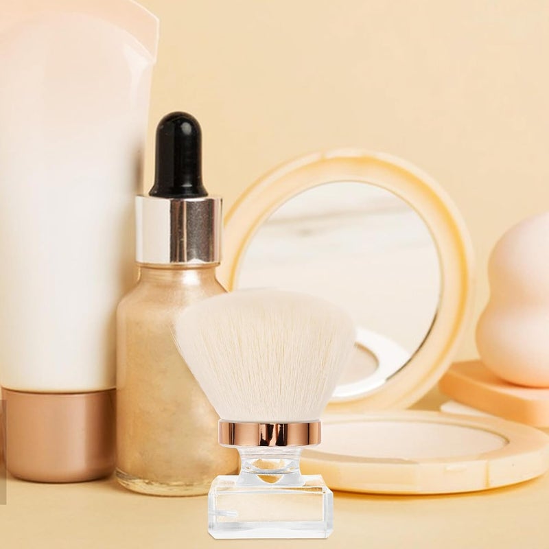 Loose Powder Makeup Brush Set with White Faux Wool Mushroom Head and Handle Reusable Foundation Brush with Pp Case for Precise Application - Image 4