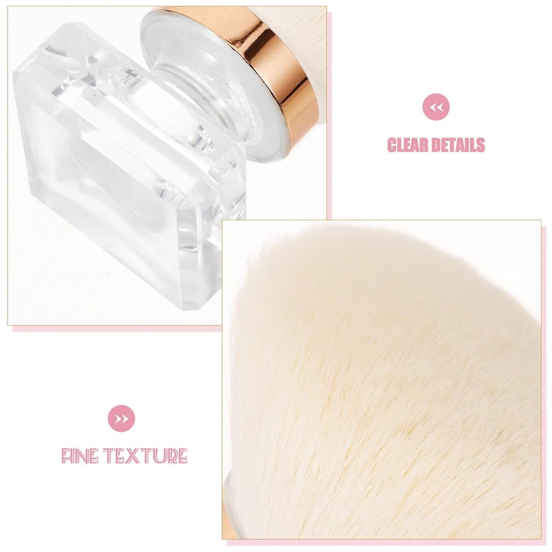 Loose Powder Makeup Brush Set with White Faux Wool Mushroom Head and Handle Reusable Foundation Brush with Pp Case for Precise Application - Image 3