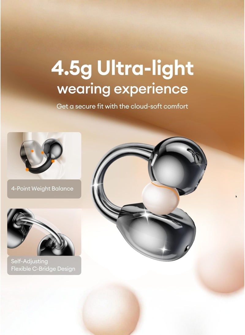 Smartbarry Open-Ear Wireless Ear Clip Earbuds Bluetooth 5.4, Clip-On Sports Headphones with Touch Control, Noise Reduction, 20H Playtime, Waterproof & Dustproof Lightweight Earphones, Compatible with iPhone 16/15/14/13, Samsung Galaxy S25/S24/S23, Google Pixel, OnePlus, Xiaomi, Redmi, Huawei & Android Phones – Black - Image 5