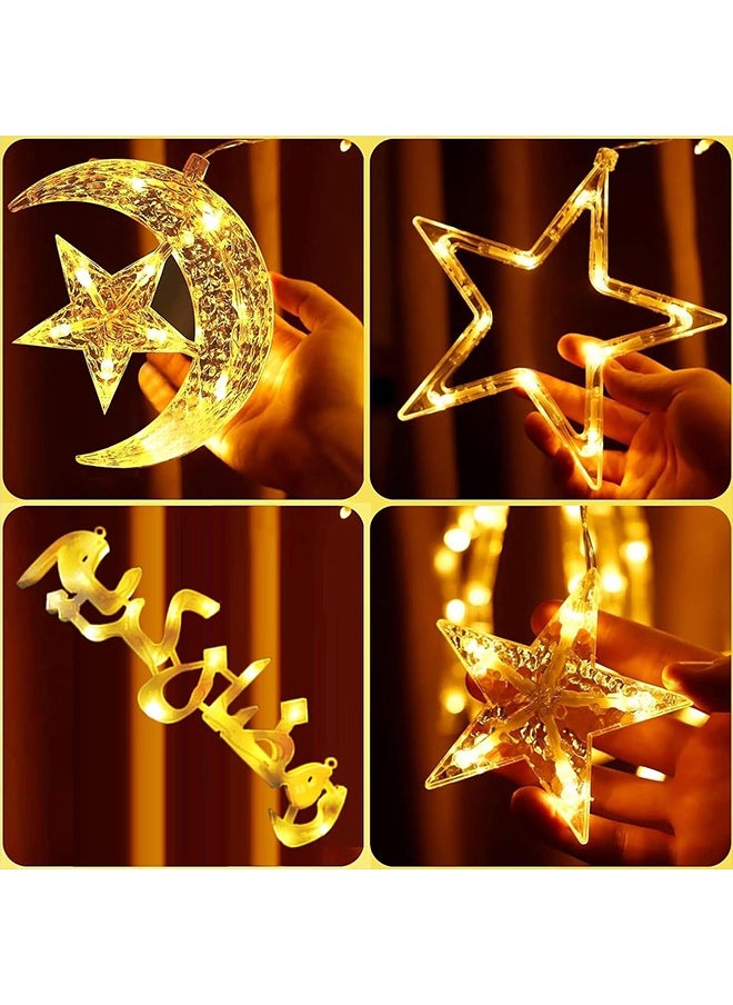 Yoawllty Ramadan Lights Warm White Moon Star Ramadan Decoration Lights, Window Decoration 8 Modes Indoor Outdoor Lighting for Ramadan Home Decor  - Image 5