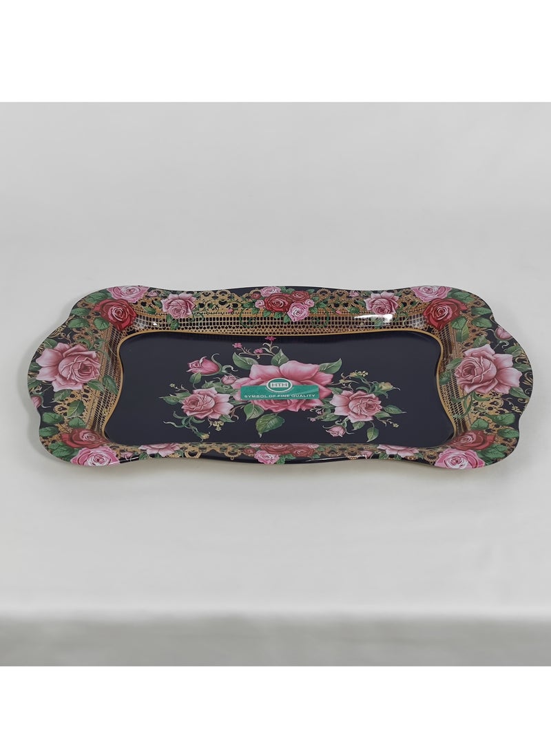 HTH Premium Flower Print Design Stainless Steel Serving Tray Durable Large Dinner Plate Decorative Plate 38x25/45x30 cm - Image 3