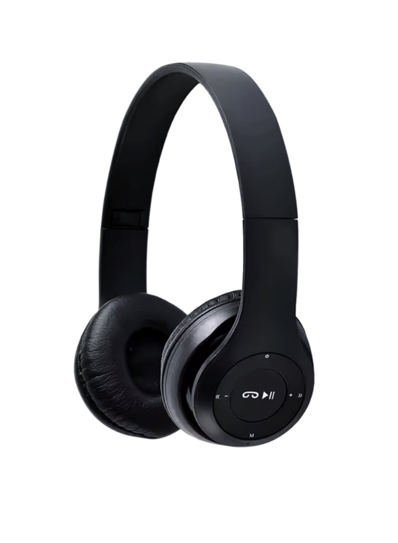 P47 Professional Wireless Headphones with Bluetooth 5.0+EDR Technology - Foldable Design in Matte Black - Image 1