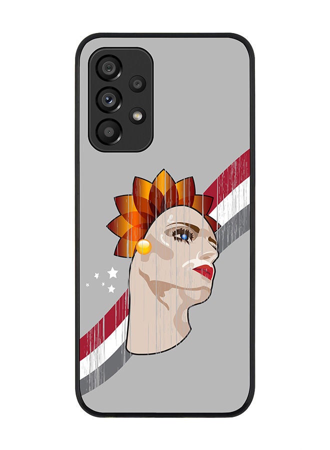 Stylizedd Rugged Black edge case for Samsung Galaxy A33 5G Slim fit Soft Case Flexible Rubber Edges Anti Drop TPU Gel Thin Cover - Lady Liberty (Grey) - Image 1