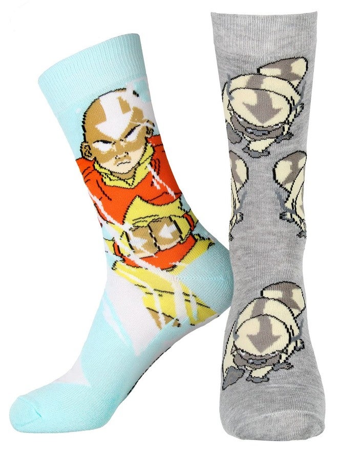 Hyp Avatar The Last Airbender Aang and Appa Character Adult Crew Socks 2 Pair - Image 1