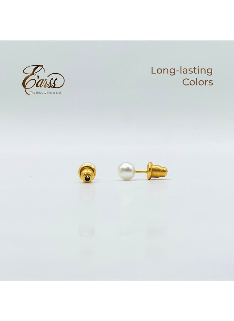 Earss 5 mm Pearl With Gold Post Earring | Stainless Steel | 18K Gold Plated  - Image 4