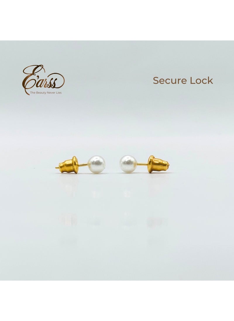 Earss 5 mm Pearl With Gold Post Earring | Stainless Steel | 18K Gold Plated  - Image 5