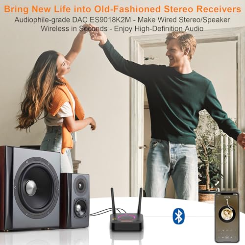 1Mii B06Ultra Bluetooth 5.2 Receiver with LDAC for Hi-Res Wireless Audio, HiFi Bluetooth Audio Adapter w/Audiophile DAC, 3D Surround aptX HD Low Latency, Optical AUX 3.5mm Coaxial for Home Stereo - Image 2