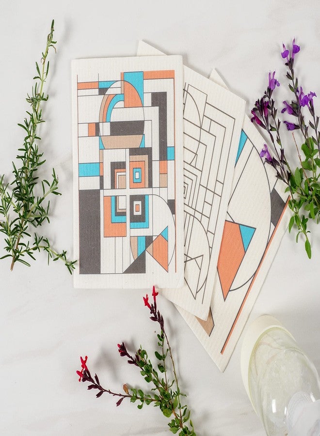 KAF Home Frank Lloyd Wright Swedish Dish Cloths (6.7 x 7.5-inch) - Set of 3 Reusable, Absorbent Cellulose Sponge Towels for Kitchen, Cleaning Counters, and Washing Dishes (December Gifts) - Image 2