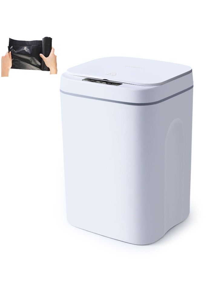 Generic Intelligent Trash Can Automatic Sensor Dustbin Battery Version 16L Smart Sensor Electric Waste Bin Home Trash Can for Kitchen Bathroom Garbage with 50 pieces trash bags (White)  - Image 1