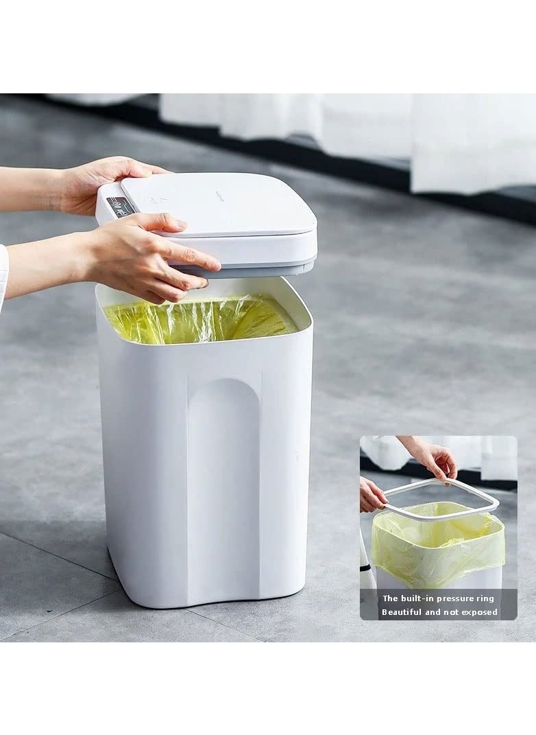 Generic Intelligent Trash Can Automatic Sensor Dustbin Battery Version 16L Smart Sensor Electric Waste Bin Home Trash Can for Kitchen Bathroom Garbage with 50 pieces trash bags (White)  - Image 3