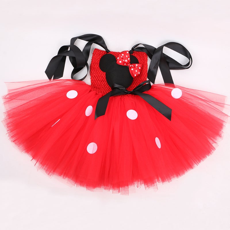 Girls Mickey And Minnie Princess Tutu Skirt Children'S Polka Dot Mesh Dress Cartoon Animation Performance Dress - Image 5