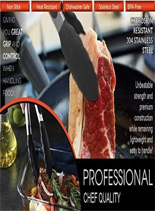 joyzzz ملقط طعام مقاوم للحرارة العالية من السيليكون مقاس 7 و9 و12 بوصة، مناسب للشواء والخبز وشرائح اللحم المشوية وما إلى ذلك - Image 5