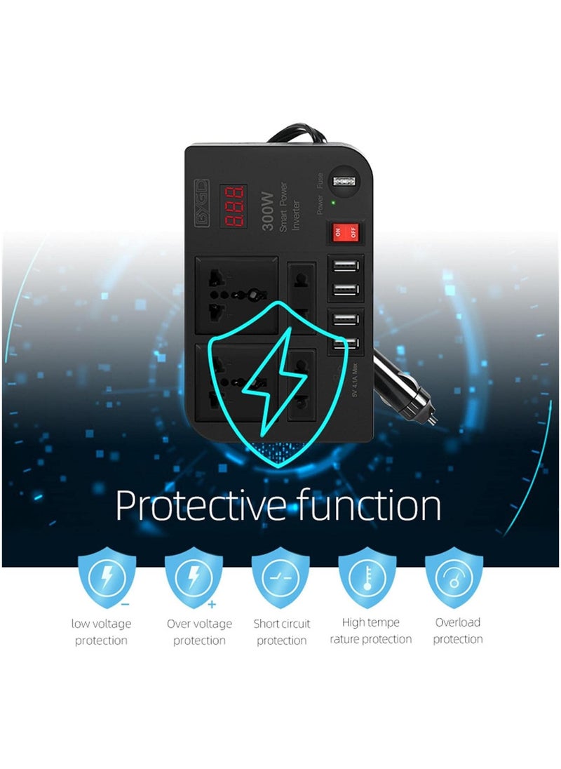 ELTRAZONE Never Run Out of Power Again: 300W Car Inverter Converts 12V/24V DC to 220V AC with Quick Charge USB Ports  - Image 4