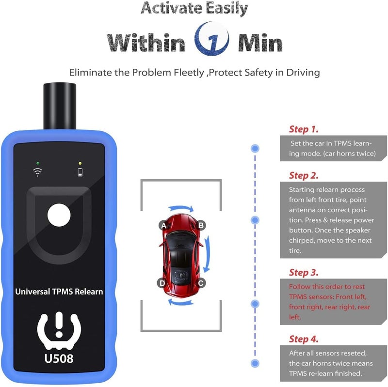 TRISCO Tpms Relearn Tool U508 Universal for GM Jeep and Ford Chrysler Dodge Tire Pressure Monitor Sensor TPMS Reset Activation Tool 2025 Edition - Image 5