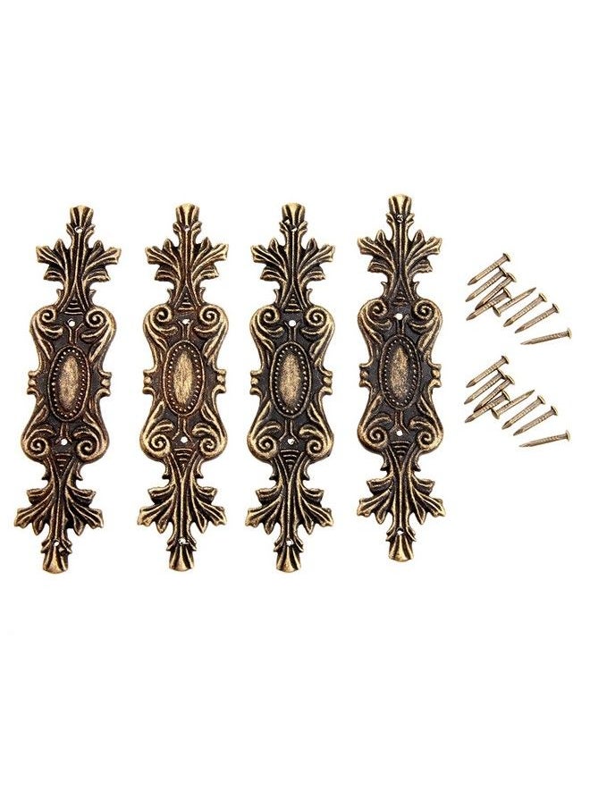 Dophee - 4 Pack Retro Decorative Corners Bracket Antique Bronze Applique Furniture Chest Case Wooden Box Feet Leg Corner Protector Guard Furniture Fittings With Mounting Nails 100X23Mm/3.94"X0.91" - Image 1