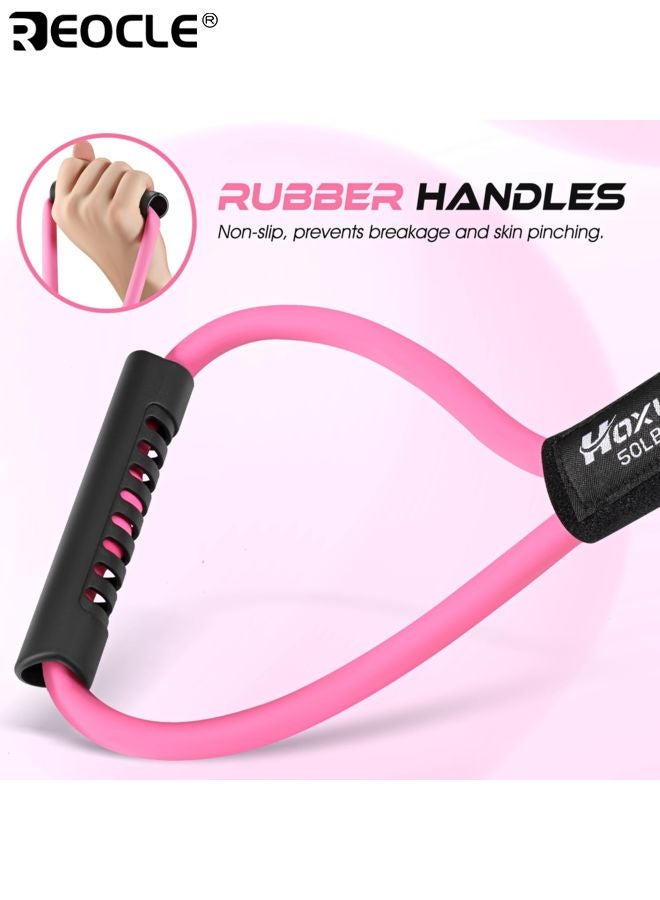 REOCLE 8-Strand Resistance Bands with Foam Handles Stackable Durable Construction Elastic Yoga Resistance Band Chest Expansion Belt for Arm Leg Stretching Suitable For Beginner - Image 3