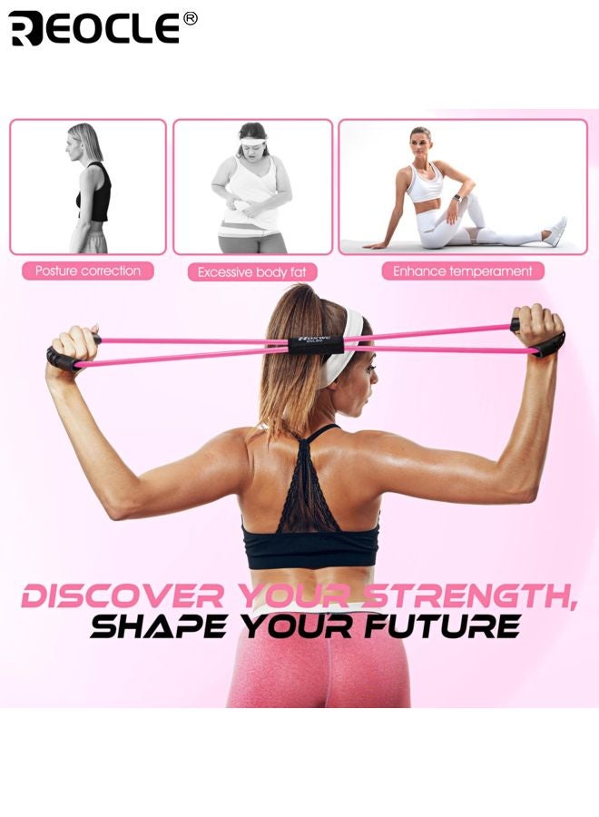 REOCLE 8-Strand Resistance Bands with Foam Handles Stackable Durable Construction Elastic Yoga Resistance Band Chest Expansion Belt for Arm Leg Stretching Suitable For Beginner - Image 5