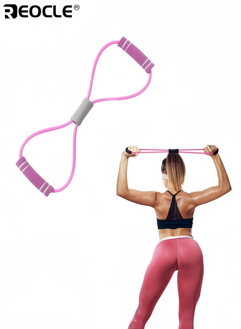 REOCLE 8-Strand Resistance Bands with Foam Handles Stackable Durable Construction Elastic Yoga Resistance Band Chest Expansion Belt for Arm Leg Stretching Suitable For Beginner - Image 1