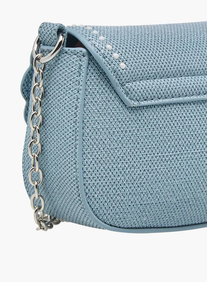 Little Missy Blue Embroidered Crossbody Bag with Chain Strap Ramadan Collection for Women | Best Price UAE