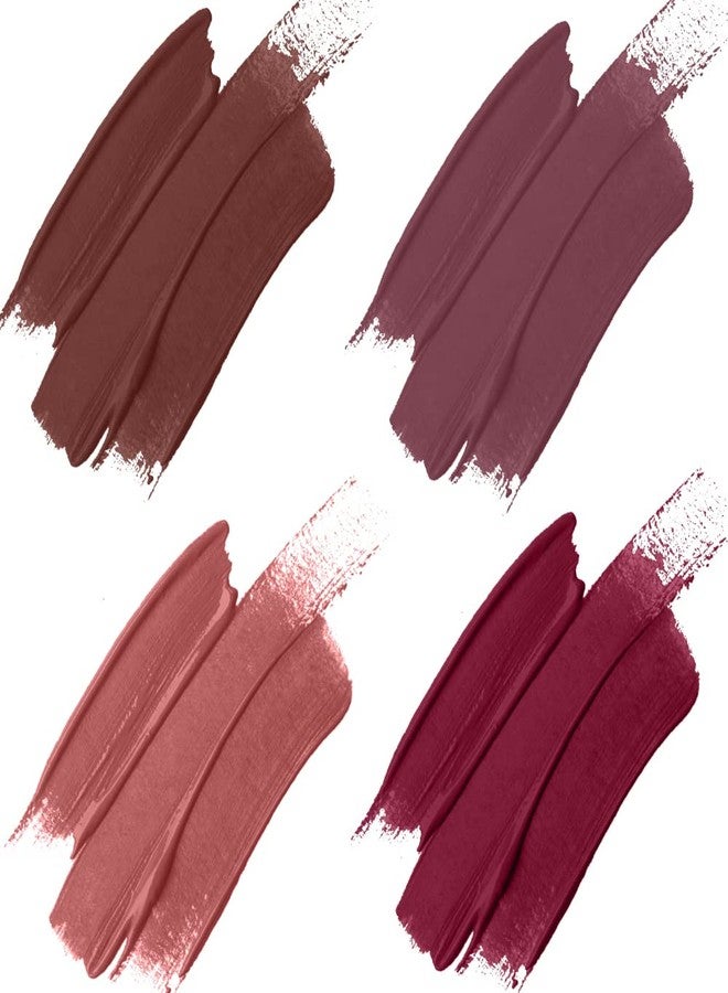 FORFOR® Stay Matte Long Lasting Mini Liquid Lipstick Waterproof Combo of 4 (Coco Brown, Mauve, Peach Nude, Bridal Maroon) - Image 2