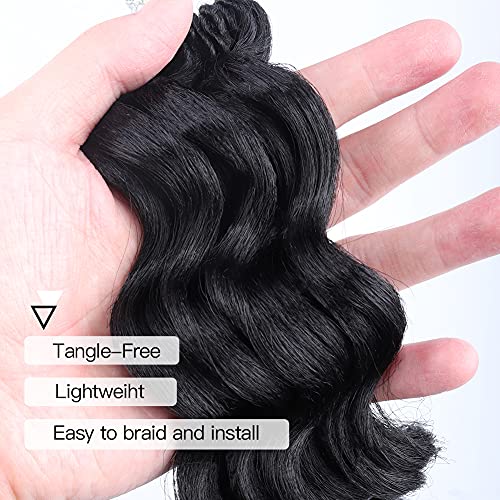 ToyoTree Ocean Wave Crochet Hair - 16 Inch 8 Packs Natural Black Mid-Length Curly Deep Wave Crochet Hair, Synthetic Ocean Wave Braiding Hair Extensions (16 Inch,1B-8P) - Image 4