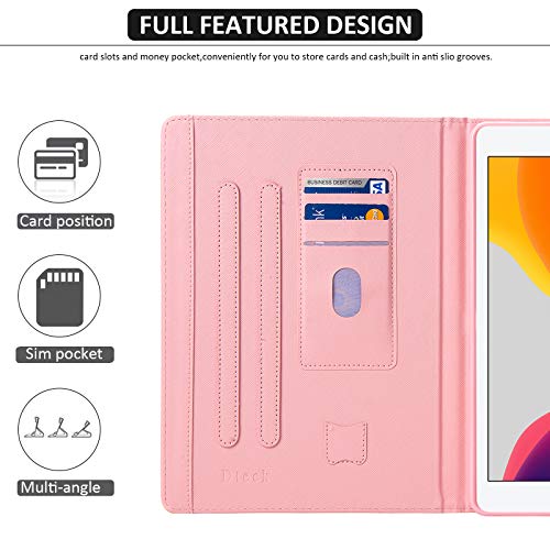 Dteck Case for iPad 10.2" (2021/2020/2019), iPad 9th/8th Gen, Folio Stand PU Leather Smart Wallet Cover with Auto Wake/Sleep, Pink Unicorn - Image 3