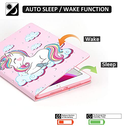 Dteck Case for iPad 10.2" (2021/2020/2019), iPad 9th/8th Gen, Folio Stand PU Leather Smart Wallet Cover with Auto Wake/Sleep, Pink Unicorn - Image 2