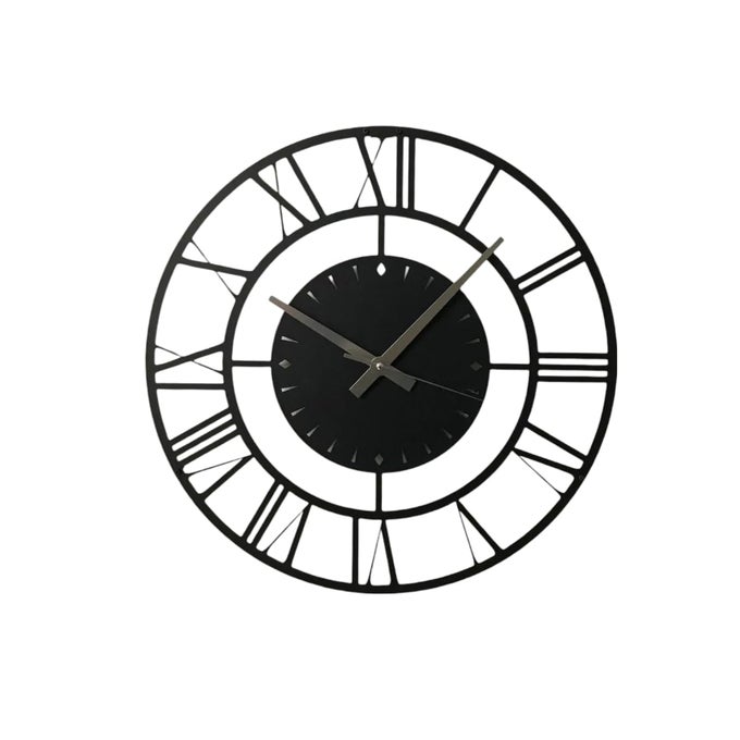 METAL ANALOG WALL CLOCK FOR LIVING ROOM BEDROOM WALL HANGING DECOR METAL SIGNHOUSEWARMING GIFT ANTIQUEBIG SIZE BLACK 40 CM DA29