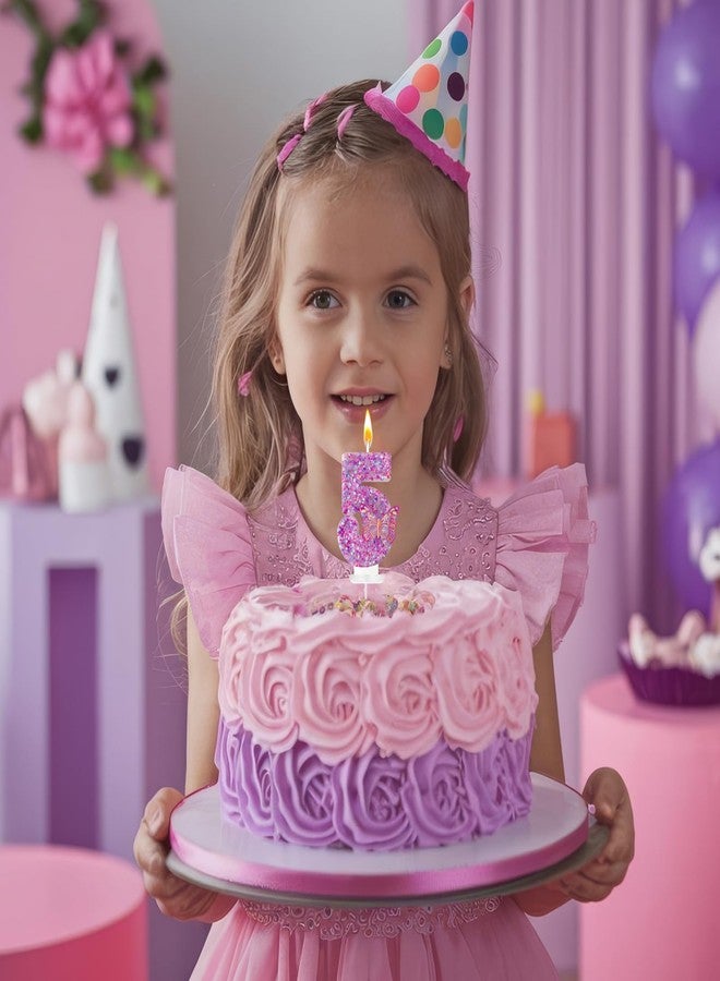 Zlongron Number 5 Candle, Pink Butterfly with Sequins Birthday Cake Candle, Butterfly Decorations for Birthday, Suitable for Girls' Birthdays, Parties, Anniversaries Butterfly Cake Decorations (Pink5 - Image 5