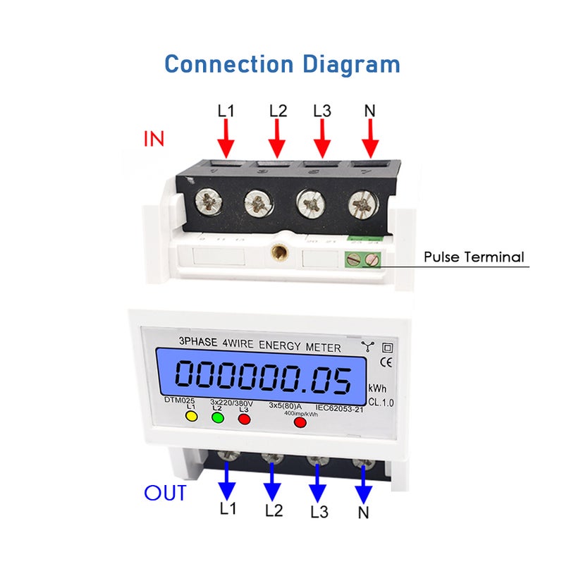 Digital Energy Meter 3 Phase 4 Wire - High Accuracy Backlight LCD Display Electric Energy Meter for Industrial Commercial Power Consumption Measurement - Image 2