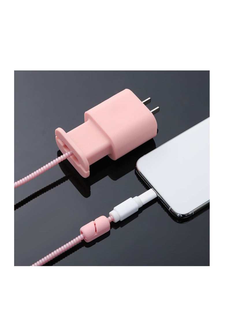 Captaintech 4Pcs 2 in 1 Silicone Charger Protector, 18w/20w Data Cable Winder, Mobile Phone Charger Data Cable Anti-Break Protection Storage Tool, Suitable for 11/12 Charger (Pink, Gray, Black, Transparent) - Image 5