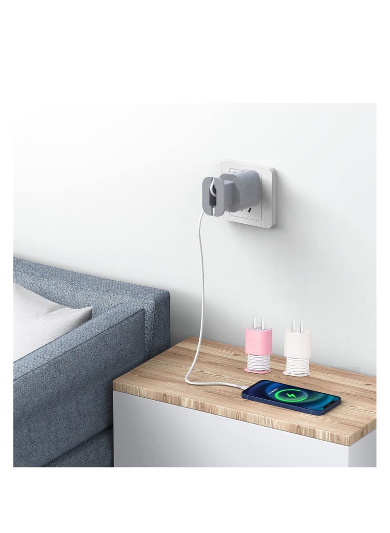 Captaintech 4Pcs 2 in 1 Silicone Charger Protector, 18w/20w Data Cable Winder, Mobile Phone Charger Data Cable Anti-Break Protection Storage Tool, Suitable for 11/12 Charger (Pink, Gray, Black, Transparent) - Image 4