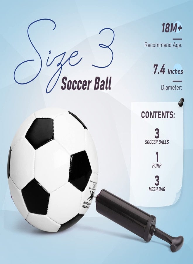 ZOOJOY 3 Pack Soccer Ball Size 3 for Kids, Outside Sport Soccer Ball Set for Boys Girls, Classic Design with Pump, Play Ball Toys & Gifts for Toddlers 2 3 4 5 6 7 8 - Image 2