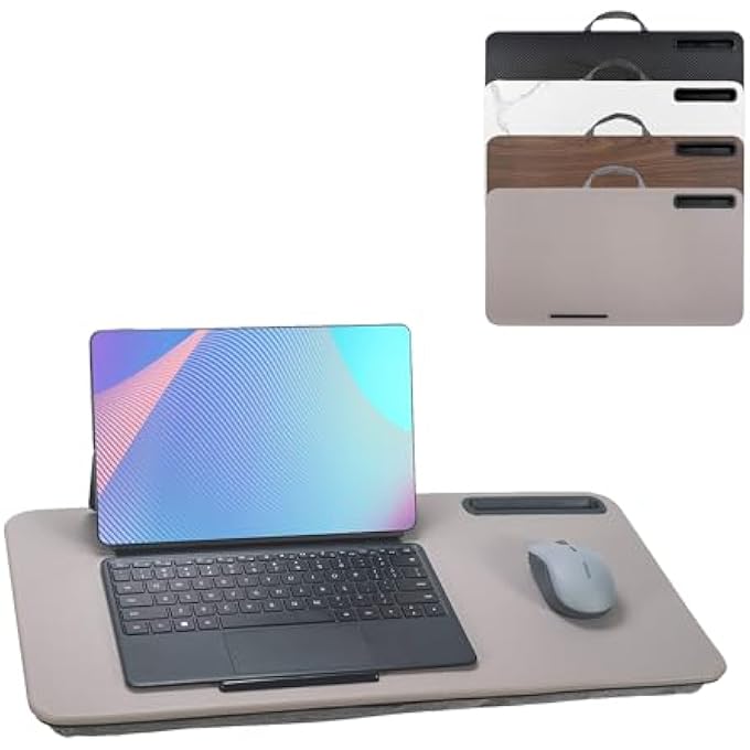 rayihni LAP DESK, PORTABLE LAPTOP DESK FITS UP TO 16Â€Œ LAPTOPS, WITH TABLET SLOT, BUILT-IN CUSHION, GREAT FOR HOME & OFFICE,LAP DESK FOR LAPTOP,LAP DESK WITH CUSHION (GRAY, LARGE) - Image 1