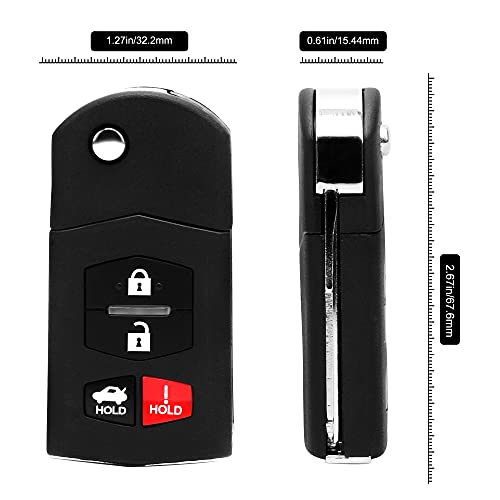 VOFONO 4 Buttons Keyless Entry Remote Car Key Fob Compatible with 2010-2013 Mazda 3 2009-2013 Mazda 6 2006-2015 MX-5 Miata BGBX1T478SKE125-01 - Image 2