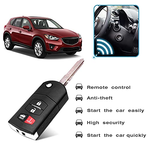 VOFONO 4 Buttons Keyless Entry Remote Car Key Fob Compatible with 2010-2013 Mazda 3 2009-2013 Mazda 6 2006-2015 MX-5 Miata BGBX1T478SKE125-01 - Image 3
