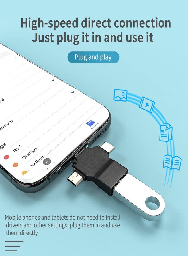 HOYULLI USB OTG Adapter Lightning Male to USB A Female Data Sync Compatible for Samsung for IPhone15 Ipad Pro Air Mini 14 13 12 11 Pro Card Reader, Mouse, Keyboard, Flash Drive Android Micro USB C Type-C - Image 2