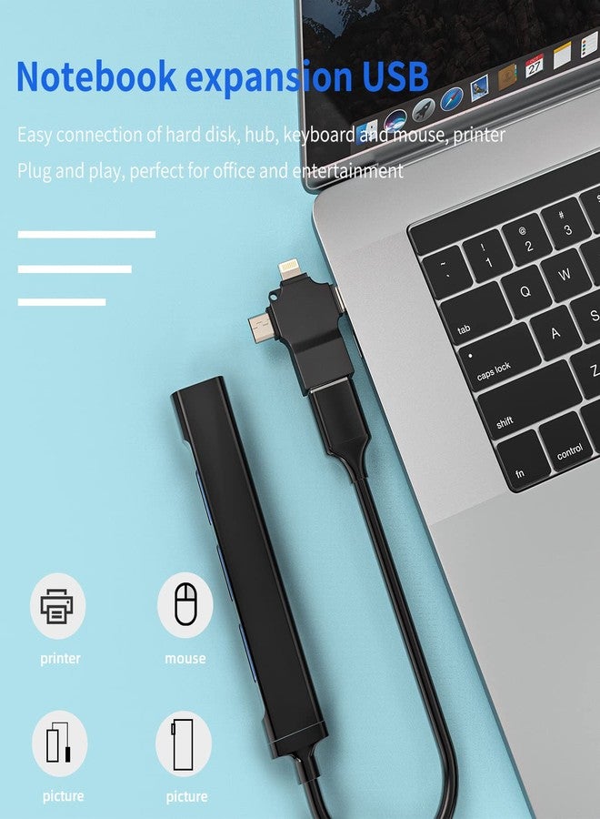 HOYULLI USB OTG Adapter Lightning Male to USB A Female Data Sync Compatible for Samsung for IPhone15 Ipad Pro Air Mini 14 13 12 11 Pro Card Reader, Mouse, Keyboard, Flash Drive Android Micro USB C Type-C - Image 3
