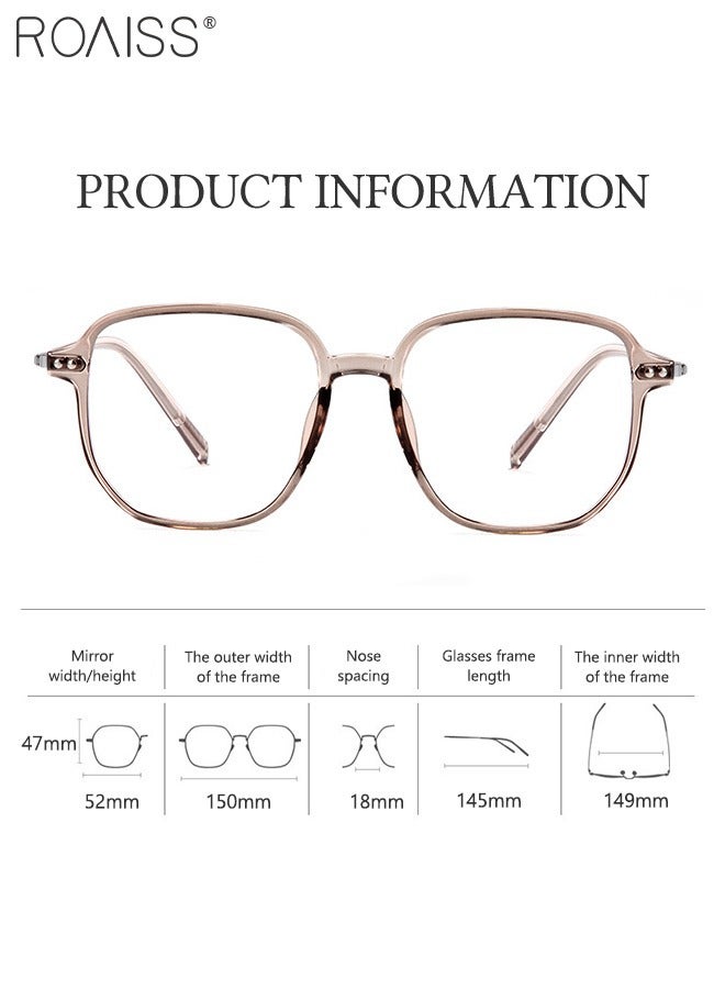 رويس نظارات حجب الضوء الأزرق، فلتر الضوء الأزرق، نظارات قراءة الكمبيوتر، الألعاب، الهواتف التلفزيونية، نظارات مربعة أنيقة مضادة لإجهاد العين والصداع للرجال والنساء، بني شفاف 52 مم - Image 2