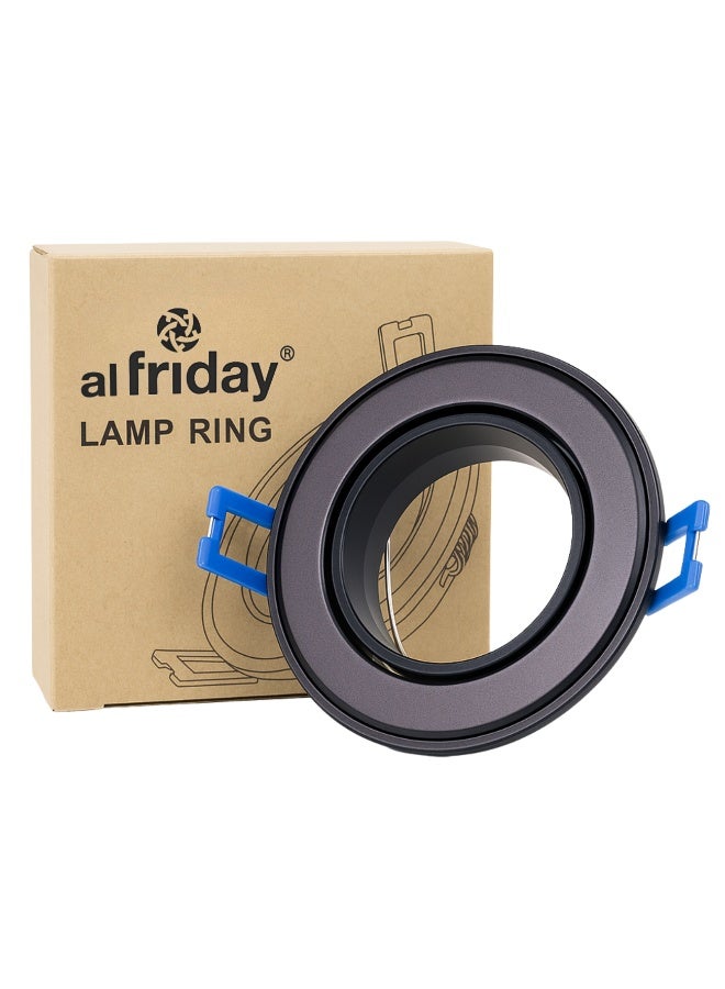 alfriday AL FRIDAY Recessed Spotlight Trim Ring 6-Pack | Round Aluminum Downlight Frame | Matte Black Finish | Twist-Lock GU10/MR16 Compatible | 85mm Cut-Out for Ceiling Spotlights - Image 1