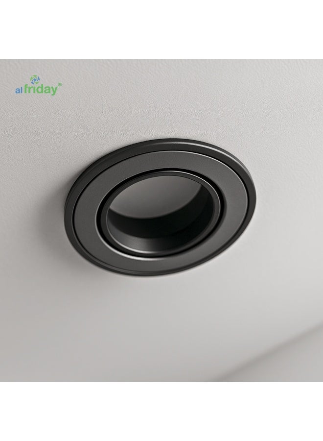 alfriday AL FRIDAY Recessed Spotlight Trim Ring 6-Pack | Round Aluminum Downlight Frame | Matte Black Finish | Twist-Lock GU10/MR16 Compatible | 85mm Cut-Out for Ceiling Spotlights - Image 3
