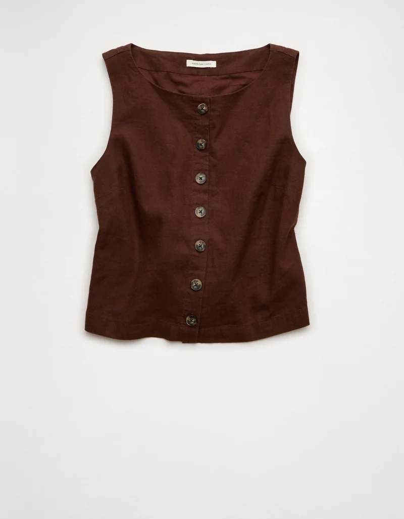 American Eagle  AE Linen-Blend Sleeveless Shirt for Women | Best Price UAE