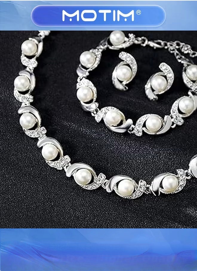Motim 3 set Pearl Jewelry Set for Women Necklace Bracelets and Earrings Designed exclusively for Women Wedding Anniversary Birthday Gifts  - Image 4