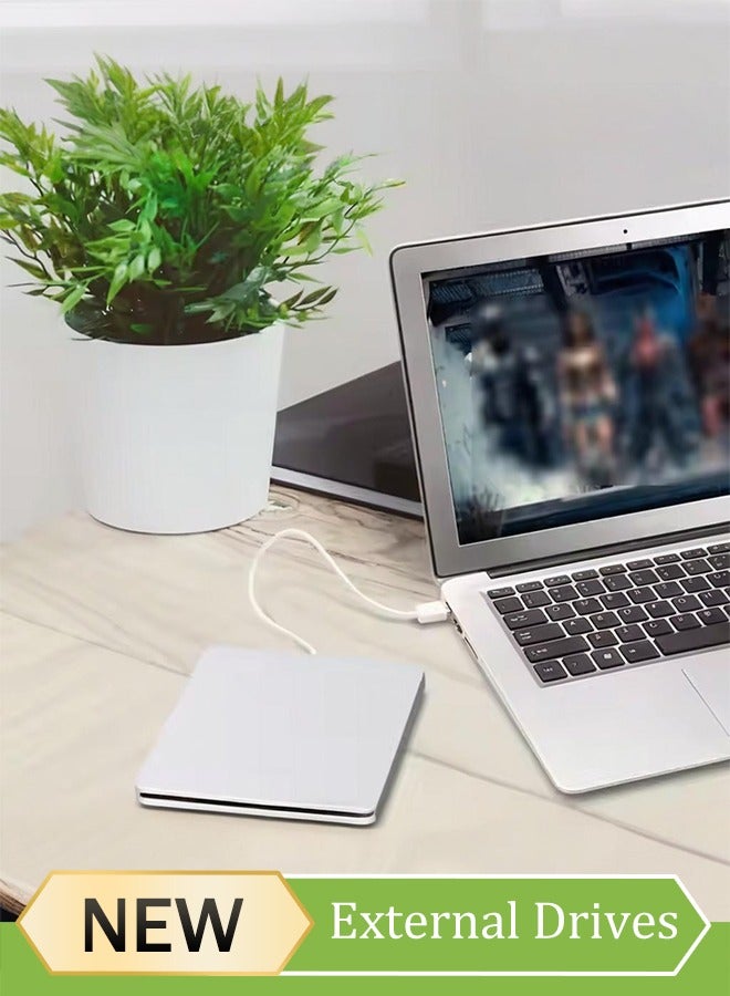 Loquat External DVD drive, USB portable CD player, burner, reader/writer, suitable for laptops, desktop computers, DVDs and CDs, can read videos and music  - Image 1
