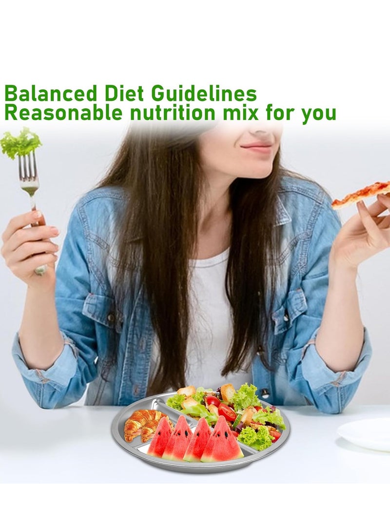 يلا جوي الفولاذ المقاوم للصدأ أطفال لوحات، 9 "حصة لوحة التحكم لوحات مقسمة للبالغين مع 3 مقصورة، لا يمكن كسر لوحات العشاء، مقسمة علبة الأغذية الفولاذ المقاوم للصدأ لوحة للبالغين والأطفال، التخييم (2pcs) - Image 4