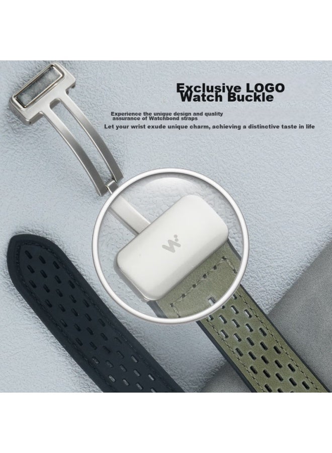 Watchbond Leather Watch Strap Compatible With Huawei Watch 5, Watch 5 Pro, Watch 5, Watch 4 Pro, Magnetic Buckle, Breathable Crazy Horse Pattern, 22mm Sports Band For Men Gt5pro - Image 3