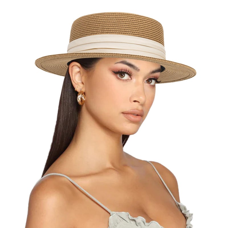 XuoAz Straw Boater Summer Sun Hat - Wide Brim Fedora Panama Summer Beach Hat for Men Women(Size:Large) - Image 1