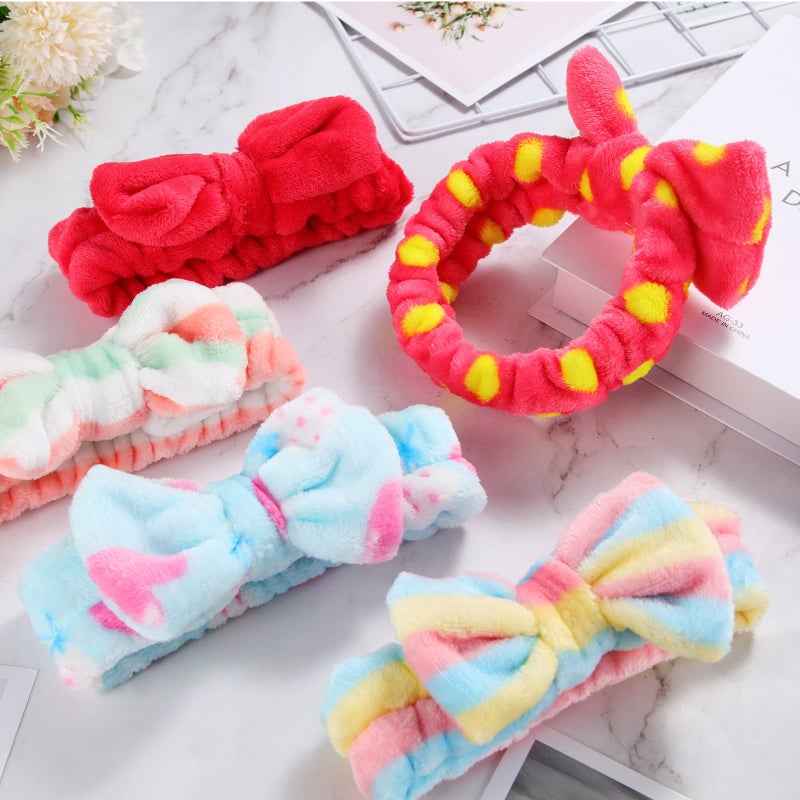 Jutom 74 Pcs Spa Headband Set 37 Styles Coral Fleece Terry Cloth Facial Hair Wrap Cosmetic Headband for Makeup, Soft Skincare & Washing Face Bow Hairbands for Women - Image 5