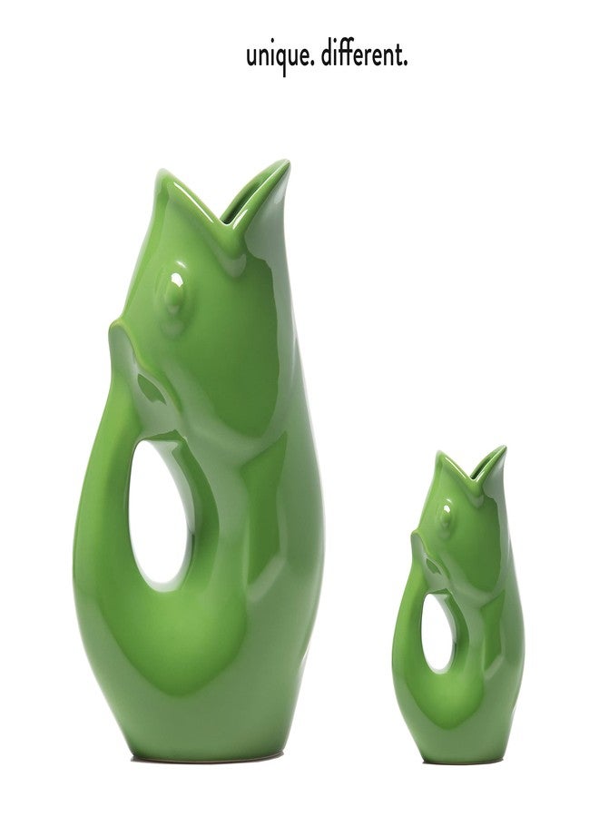 Gurgle Pot أباريق تقديم السمك من Gurgle Pot - طقم من قطعتين - إبريق كبير بلون أخضر طحلبي (42 أونصة) مع إبريق صغير مطابق (3 أونصة). مزيج رائع. - Image 2