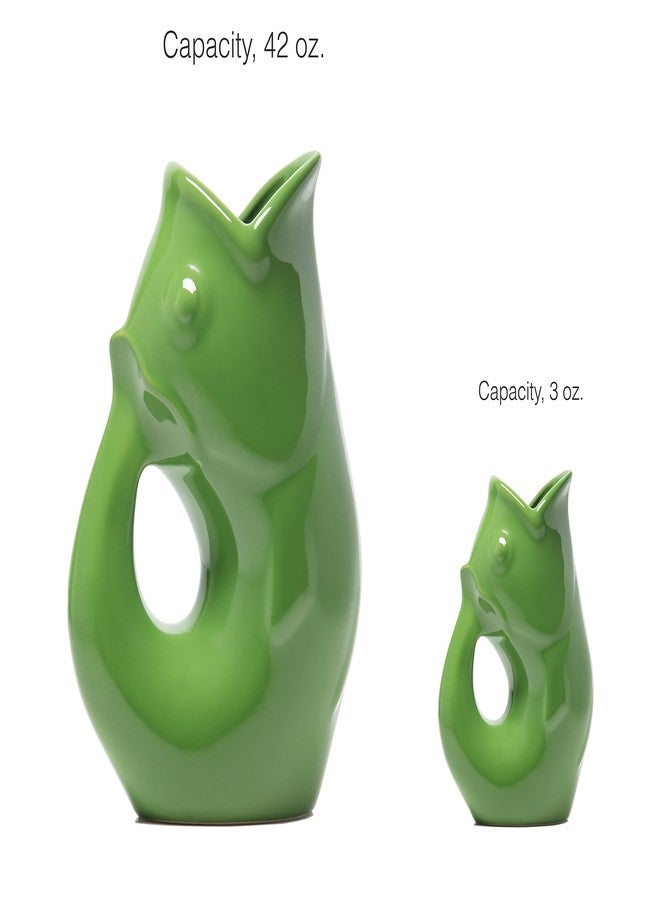 Gurgle Pot أباريق تقديم السمك من Gurgle Pot - طقم من قطعتين - إبريق كبير بلون أخضر طحلبي (42 أونصة) مع إبريق صغير مطابق (3 أونصة). مزيج رائع. - Image 3